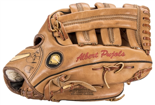 2002-2003 Albert Pujols Rookie Era Game Used, Photo Matched & Signed Nike Pro Gold 1226 Model Fielders Glove (PSA/DNA, JSA & Beckett)